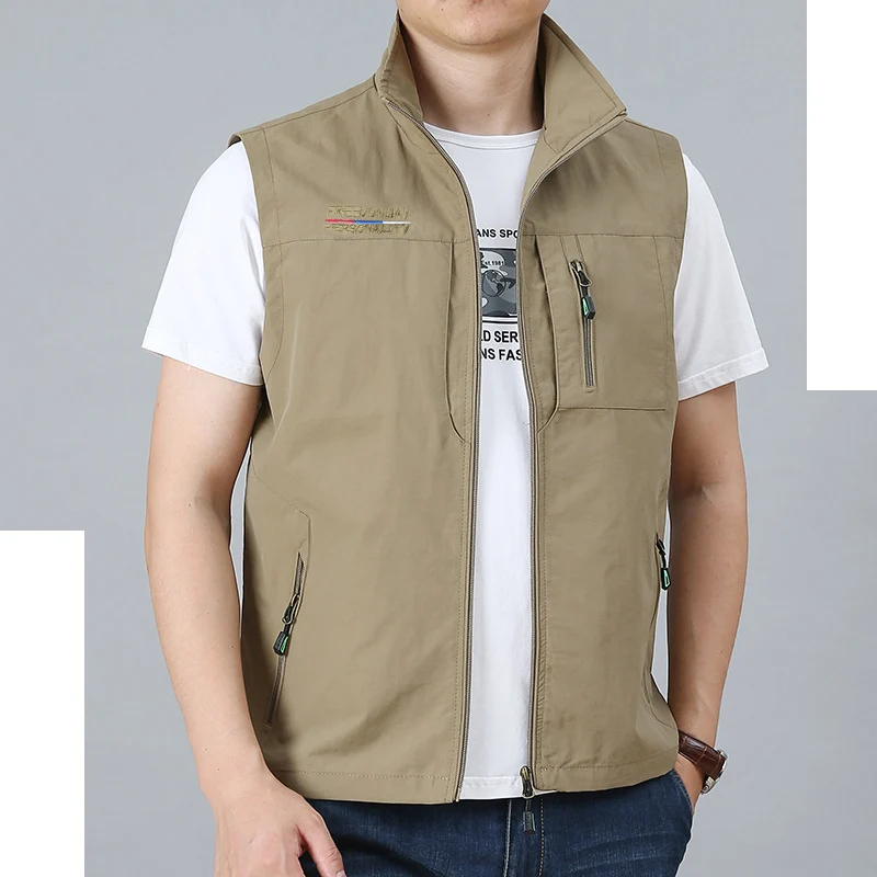Herren Leichte Multifunktionale Outdoor-Weste mit Reißverschlusstaschen und Stehkragen Nord Taschen