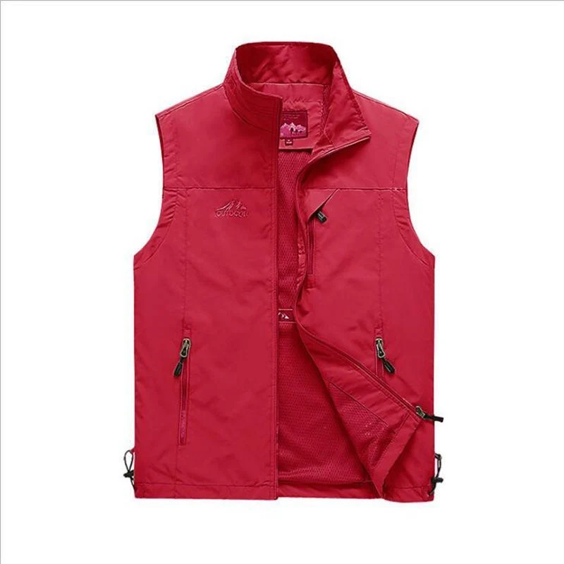 Herren Leichte Multifunktionale Outdoor-Weste mit Reißverschlusstaschen und Stehkragen Nord Taschen