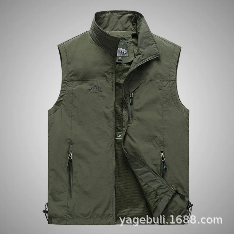 Herren Leichte Multifunktionale Outdoor-Weste mit Reißverschlusstaschen und Stehkragen Nord Taschen