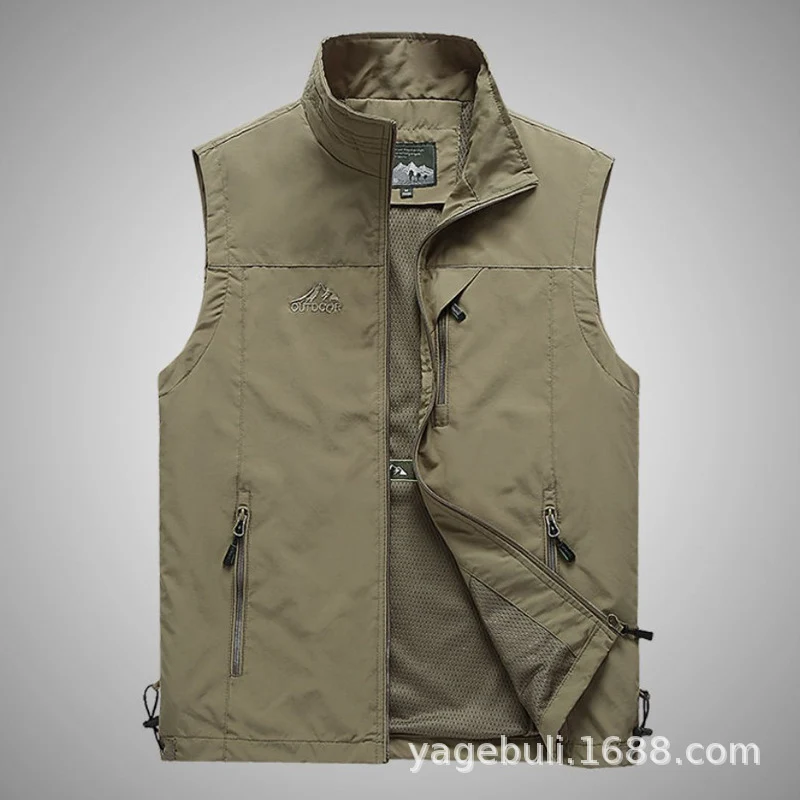 Herren Leichte Multifunktionale Outdoor-Weste mit Reißverschlusstaschen und Stehkragen Nord Taschen