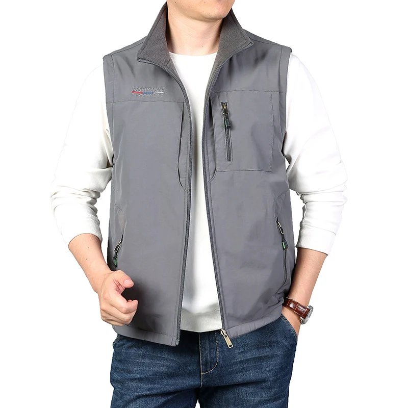 Herren Leichte Multifunktionale Outdoor-Weste mit Reißverschlusstaschen und Stehkragen Nord Taschen