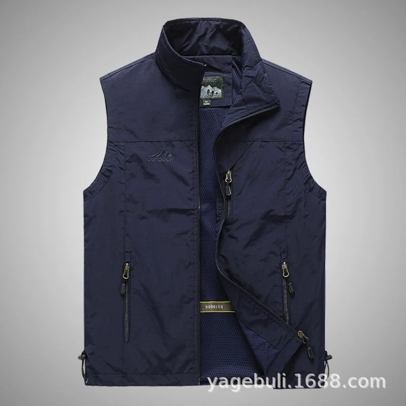 Herren Leichte Multifunktionale Outdoor-Weste mit Reißverschlusstaschen und Stehkragen Nord Taschen