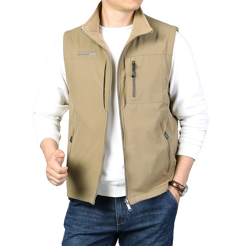 Herren Leichte Multifunktionale Outdoor-Weste mit Reißverschlusstaschen und Stehkragen Nord Taschen