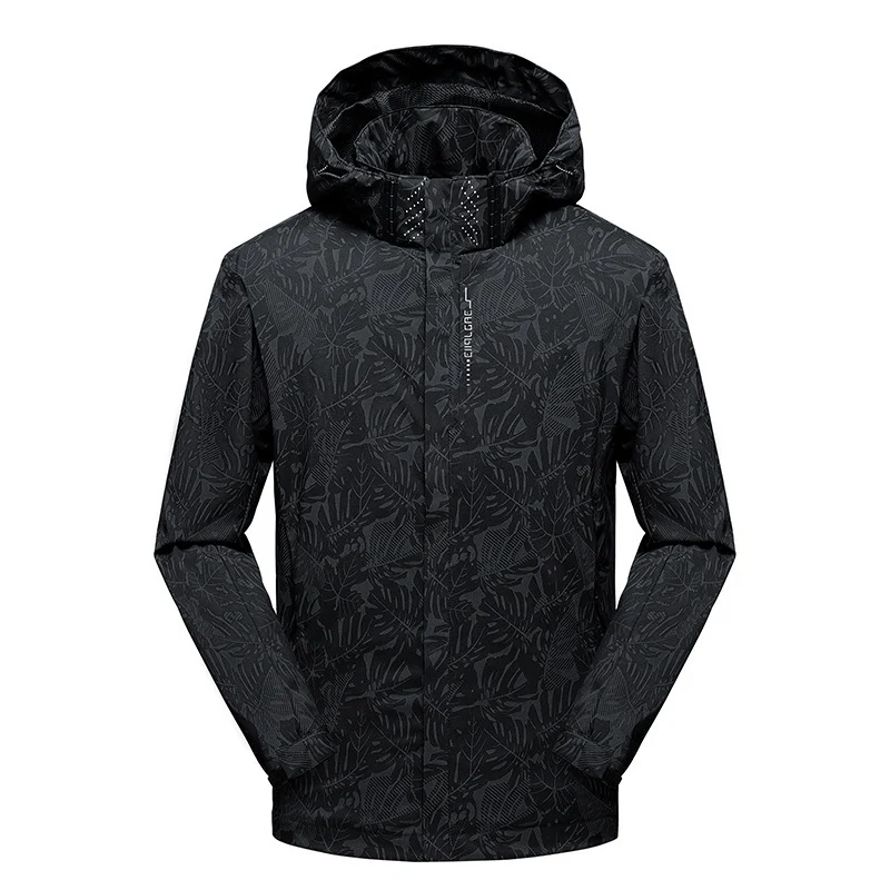 Herren leichte Kapuzen-Windjacke mit floralem Alloverprint, wasserabweisender Shell und elastischen Bündchen Nord Taschen