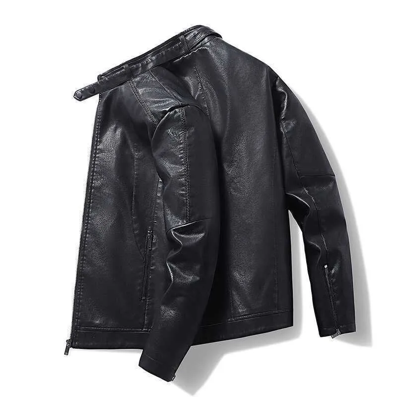 Herren Kunstlederjacke im Moto‑Stil mit Stehkragen und durchgehendem Reißverschluss Nord Taschen