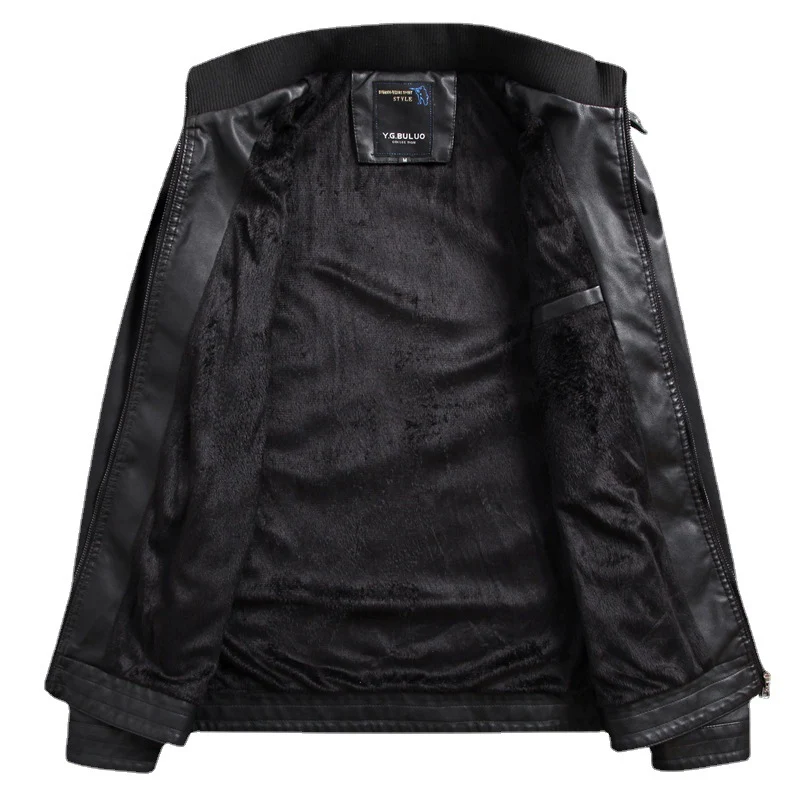 Herren Kunstlederblouson mit wärmender Teddyfleece-Innenlage und Stehkragen Nord Taschen