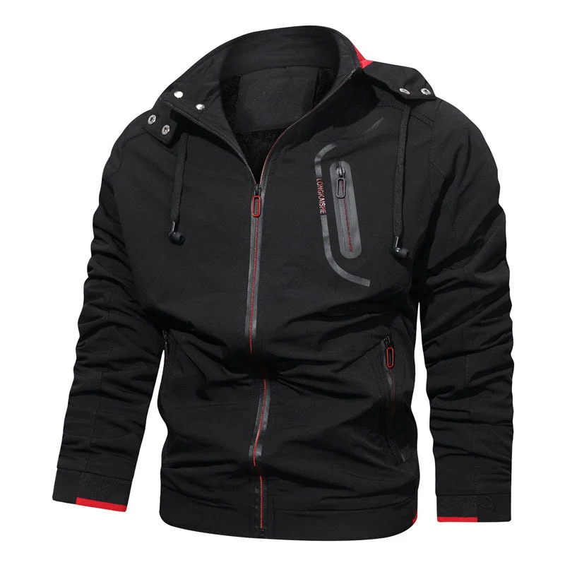 Herren leichte Kapuzen-Übergangsjacke mit wasserabweisender Oberfläche, verdeckten Reißverschlüssen und raffinierten Raffärmeln Nord Taschen