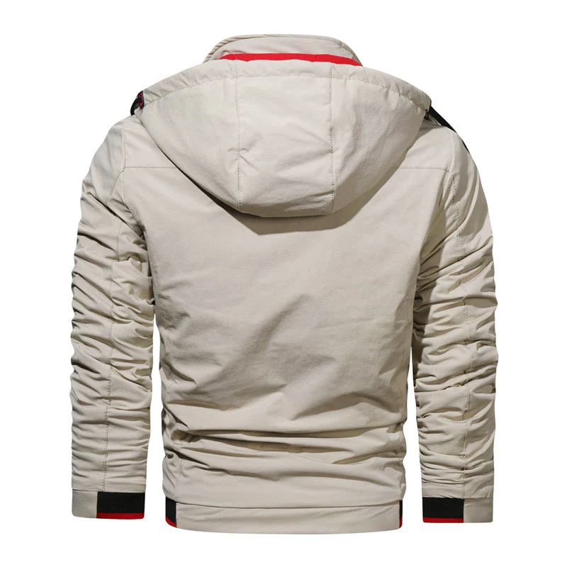 Herren leichte Kapuzen-Übergangsjacke mit wasserabweisender Oberfläche, verdeckten Reißverschlüssen und raffinierten Raffärmeln Nord Taschen