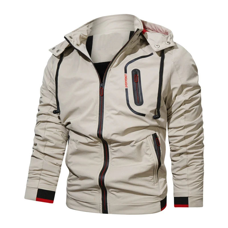 Herren leichte Kapuzen-Übergangsjacke mit wasserabweisender Oberfläche, verdeckten Reißverschlüssen und raffinierten Raffärmeln Nord Taschen