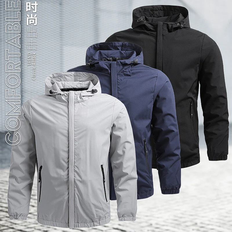 Herren Leichte Kapuzen-Softshelljacke im Urban-Utility-Stil mit verdecktem Frontreißverschluss und Reißverschlusstaschen Nord Taschen