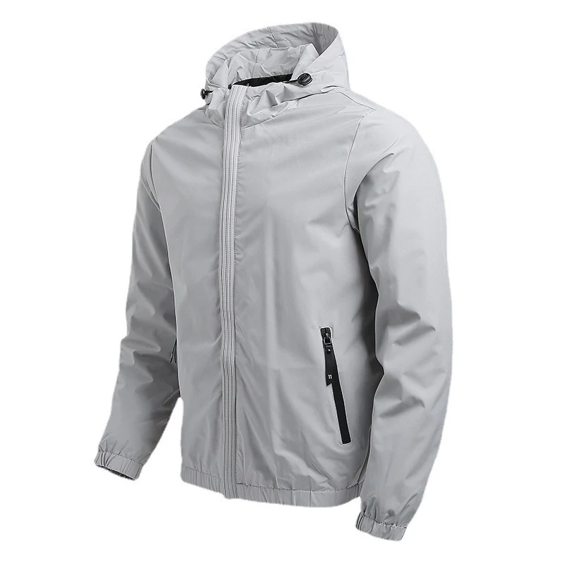 Herren Leichte Kapuzen-Softshelljacke im Urban-Utility-Stil mit verdecktem Frontreißverschluss und Reißverschlusstaschen Nord Taschen