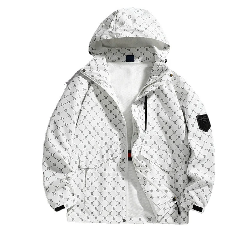 Herren Leichte Kapuzen-Logoallover-Fieldjacke mit Mesh-Futter und wasserabweisender Oberfläche Nord Taschen