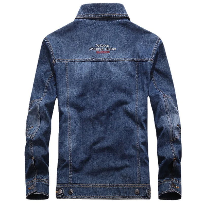 Herren leichte Jeansjacke im Worker-Blouson mit atmungsaktivem Mesh-Innenfutter und Ärmelpatch Nord Taschen