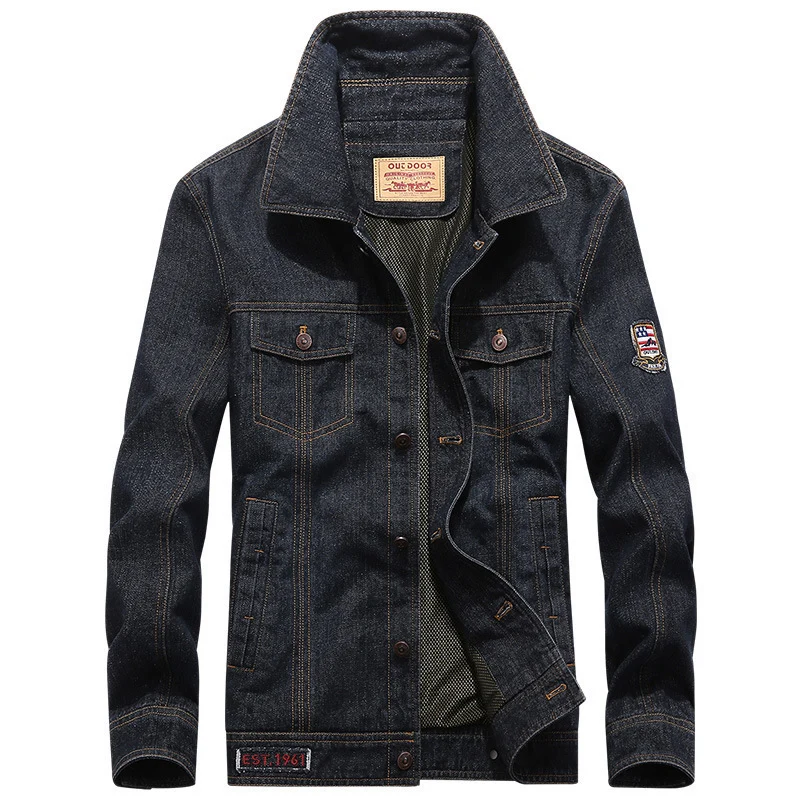 Herren leichte Jeansjacke im Worker-Blouson mit atmungsaktivem Mesh-Innenfutter und Ärmelpatch Nord Taschen