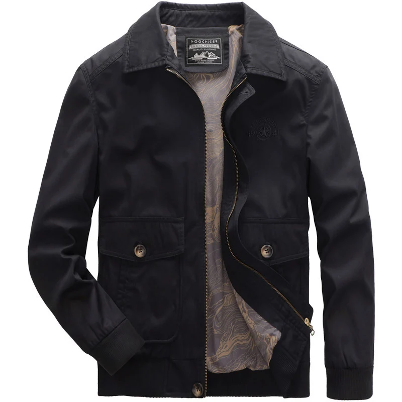 Herren leichte Harrington‑Jacke im Worker‑Look mit Knopf‑Pattentaschen, Reißverschluss und Rippbündchen Nord Taschen