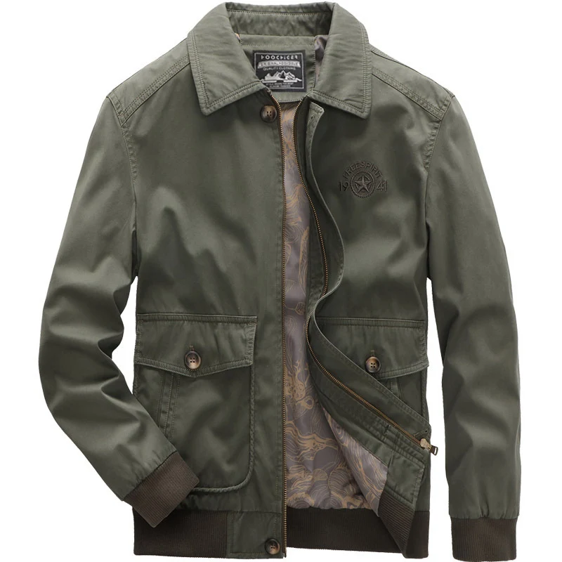 Herren leichte Harrington‑Jacke im Worker‑Look mit Knopf‑Pattentaschen, Reißverschluss und Rippbündchen Nord Taschen