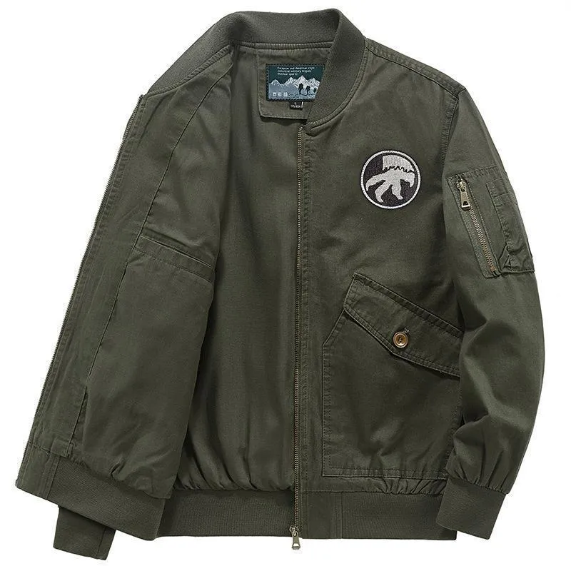 Herren Leichte Flight-Bomberjacke im Utility-Canvas mit Ärmeltasche und aufgesetzten Klappentaschen Nord Taschen