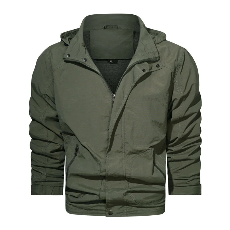 Herren Leichte Fieldjacke mit Kapuze, windabweisender Shell und Reißverschlusstaschen Nord Taschen