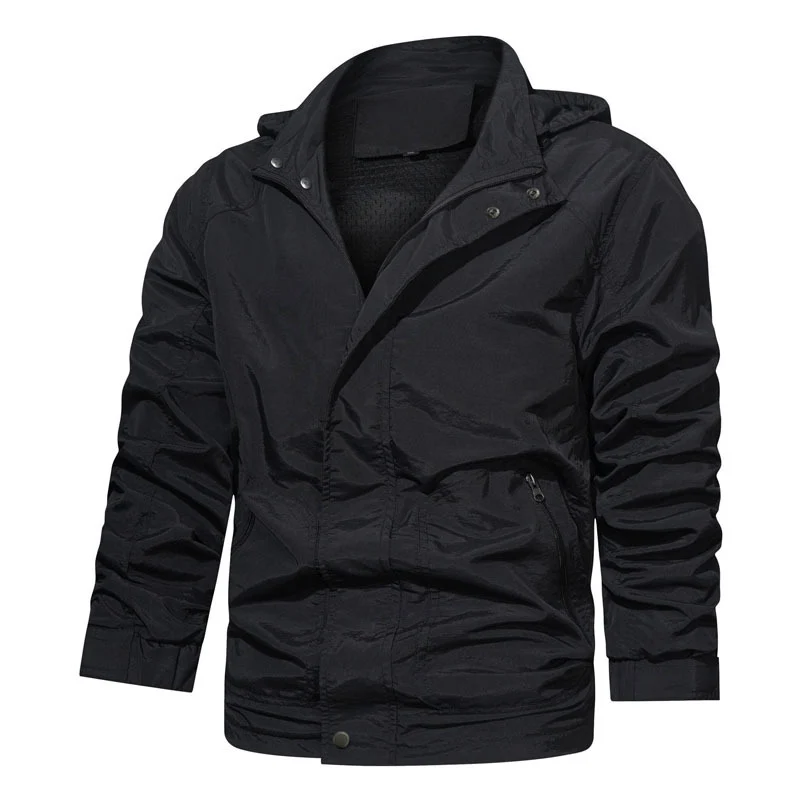 Herren Leichte Fieldjacke mit Kapuze, windabweisender Shell und Reißverschlusstaschen Nord Taschen