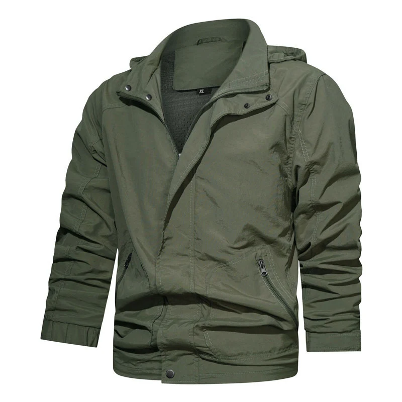Herren Leichte Fieldjacke mit Kapuze, windabweisender Shell und Reißverschlusstaschen Nord Taschen