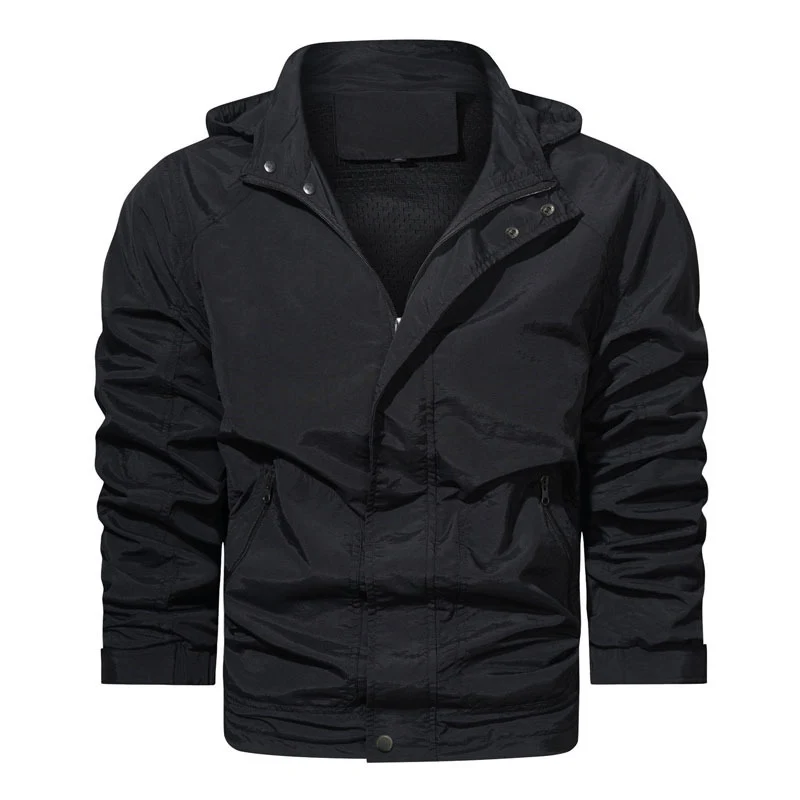 Herren Leichte Fieldjacke mit Kapuze, windabweisender Shell und Reißverschlusstaschen Nord Taschen