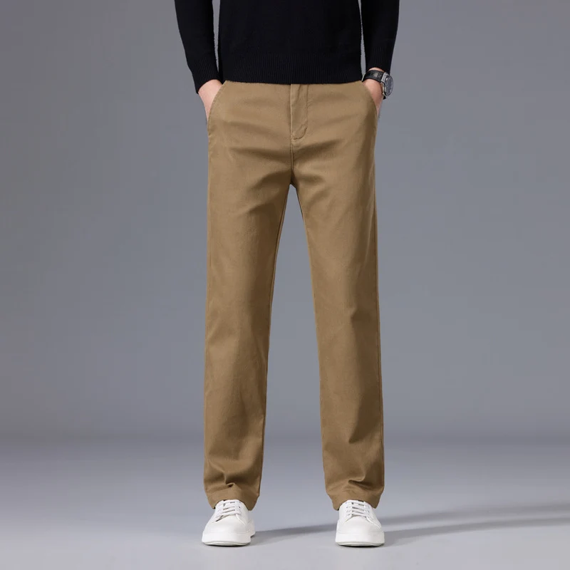 Herren Klassische gerade geschnittene Chinohose aus Baumwollmischung mit Seitentaschen Nord Taschen