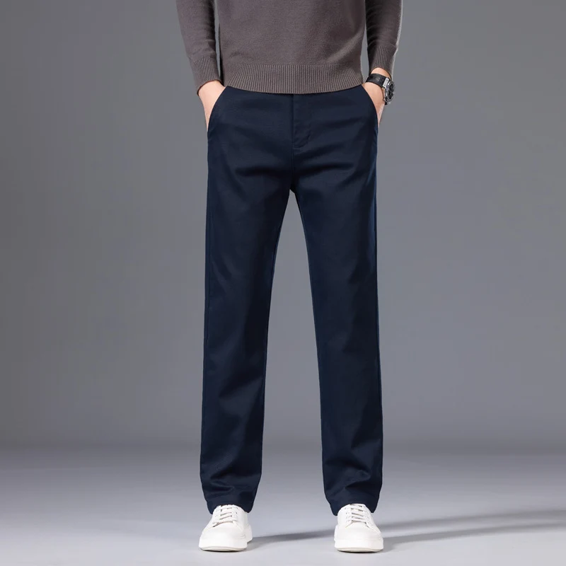 Herren Klassische gerade geschnittene Chinohose aus Baumwollmischung mit Seitentaschen Nord Taschen