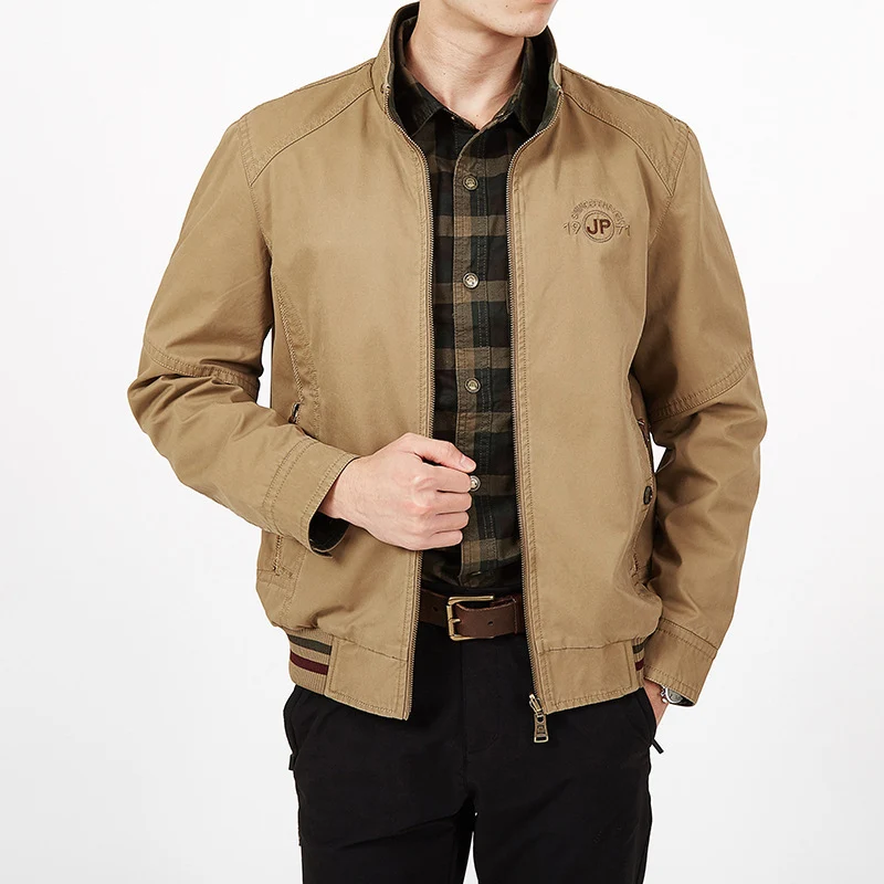 Herren leichte Canvas-Übergangsjacke mit gesteppter Schulterpasse und Reißverschluss Nord Taschen
