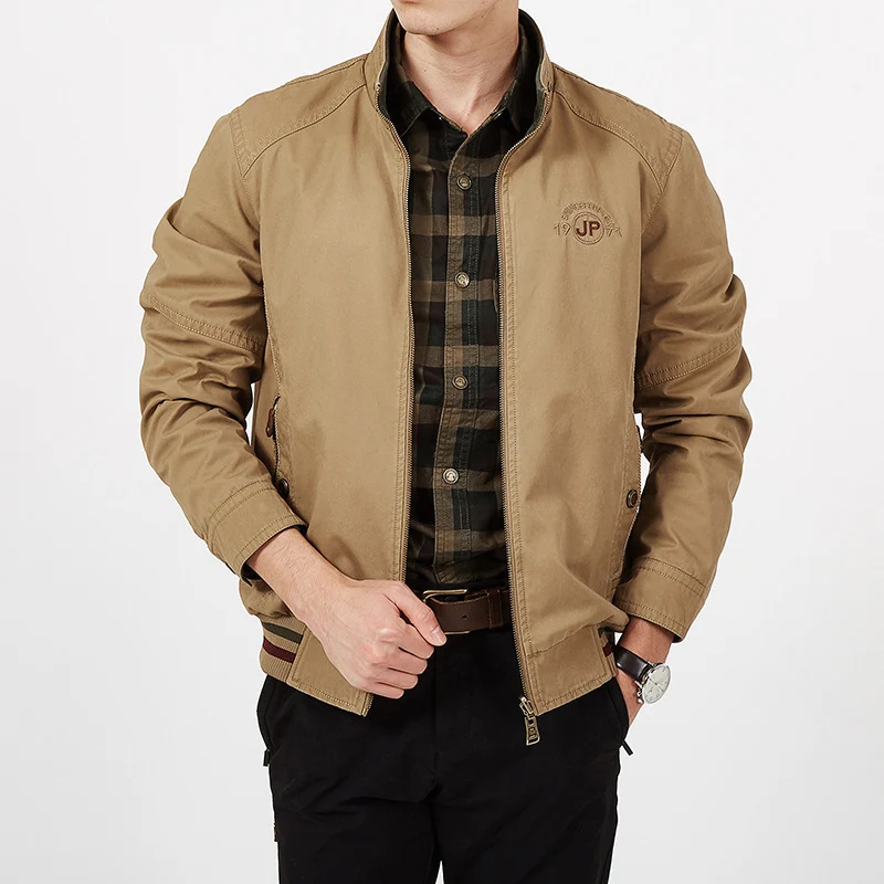 Herren leichte Canvas-Übergangsjacke mit gesteppter Schulterpasse und Reißverschluss Nord Taschen