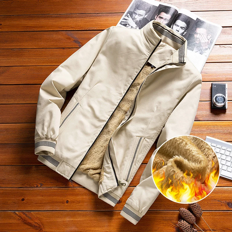 Herren Leichte Canvas-Übergangsjacke im Bomberstil mit gestreiftem Rippkragen und verdecktem Reißverschluss Nord Taschen