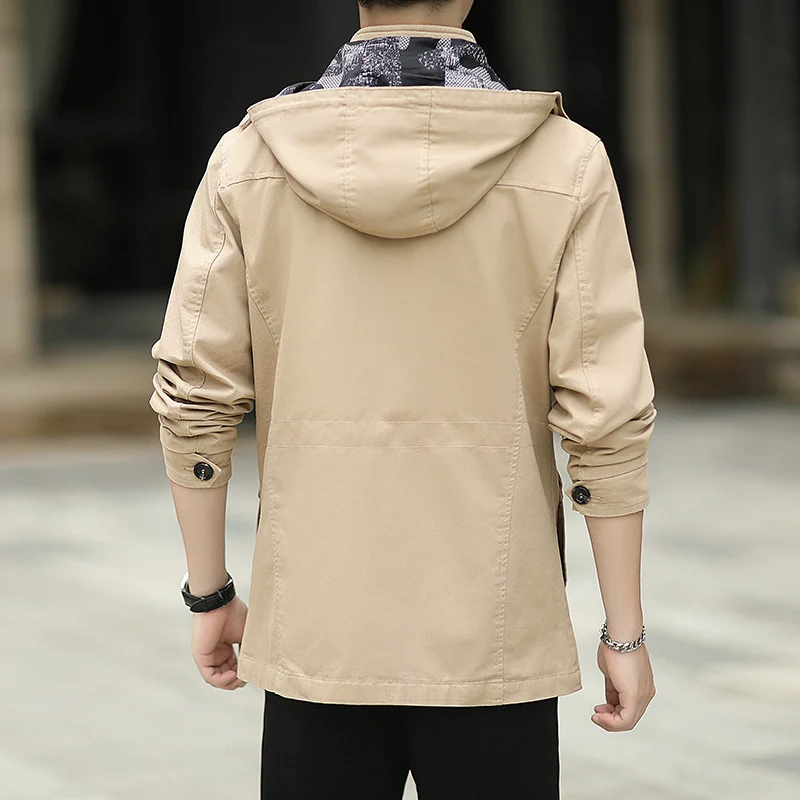 Herren leichte Canvas-Fieldjacke mit Kapuze, Multifunktionstaschen und Reißverschluss Nord Taschen