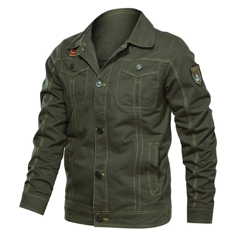 Herren Leichte Canvas-Fieldjacke im Military-Cut mit kontrastierenden Steppnähten und Brustpattentaschen Nord Taschen