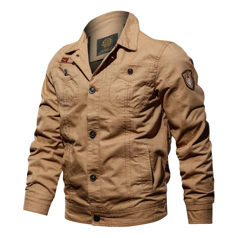 Herren Leichte Canvas-Fieldjacke im Military-Cut mit kontrastierenden Steppnähten und Brustpattentaschen Nord Taschen