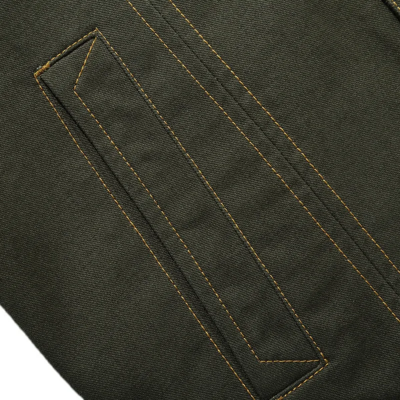 Herren Leichte Canvas-Fieldjacke im Military-Cut mit kontrastierenden Steppnähten und Brustpattentaschen Nord Taschen