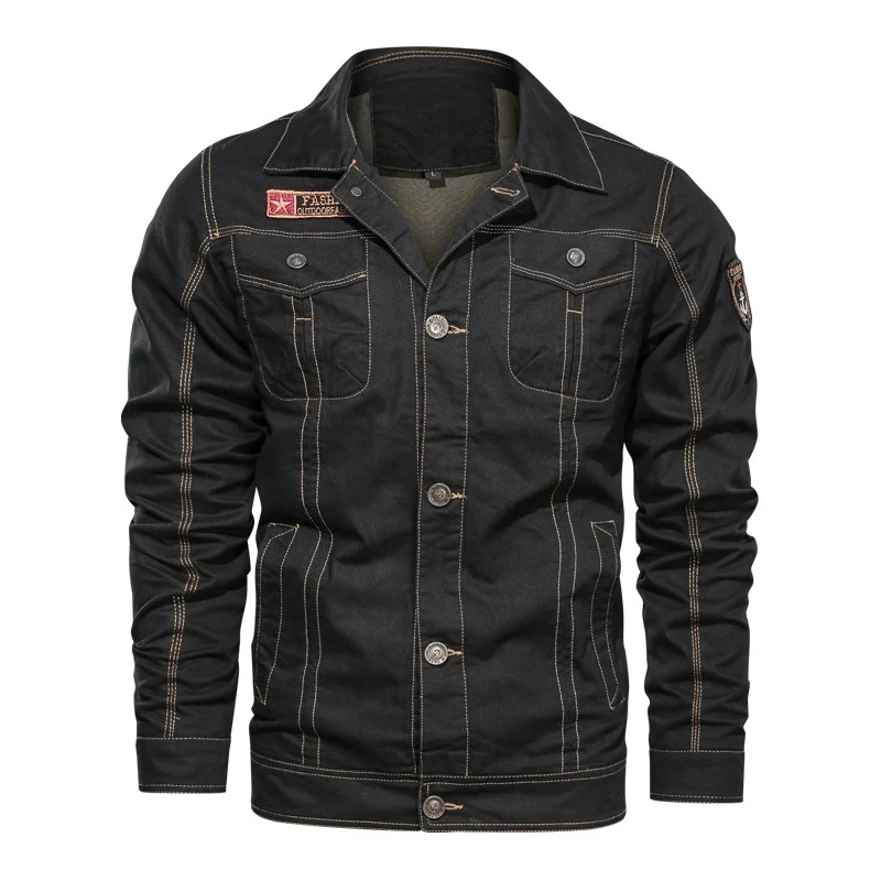 Herren Leichte Canvas-Fieldjacke im Military-Cut mit kontrastierenden Steppnähten und Brustpattentaschen Nord Taschen