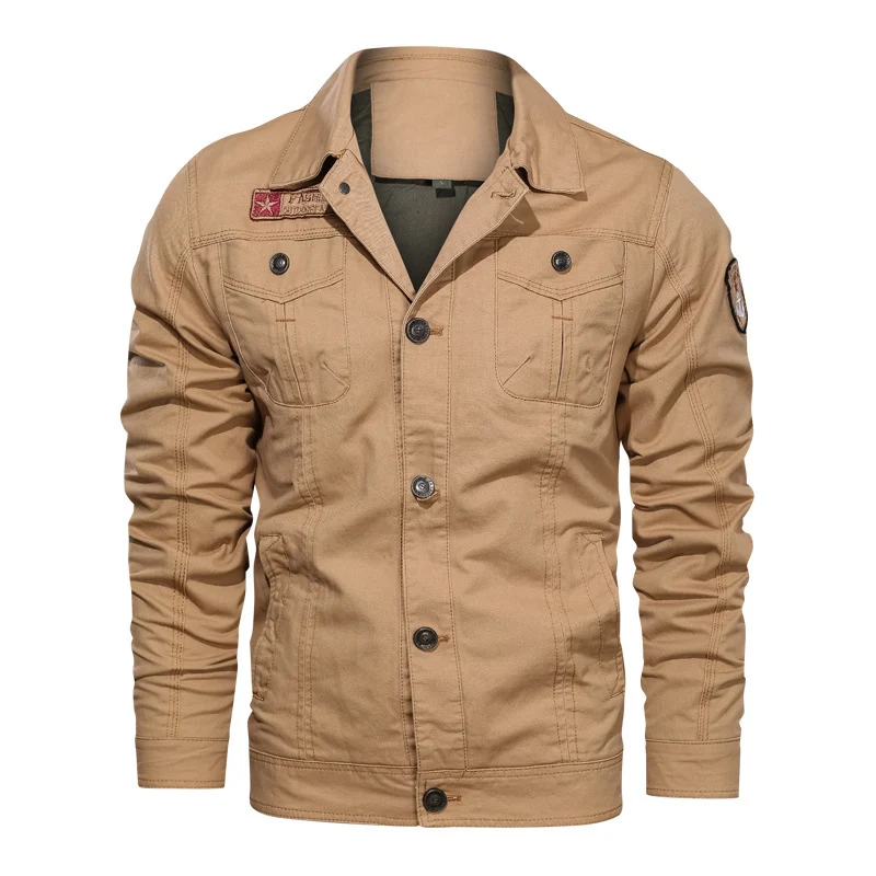 Herren Leichte Canvas-Fieldjacke im Military-Cut mit kontrastierenden Steppnähten und Brustpattentaschen Nord Taschen