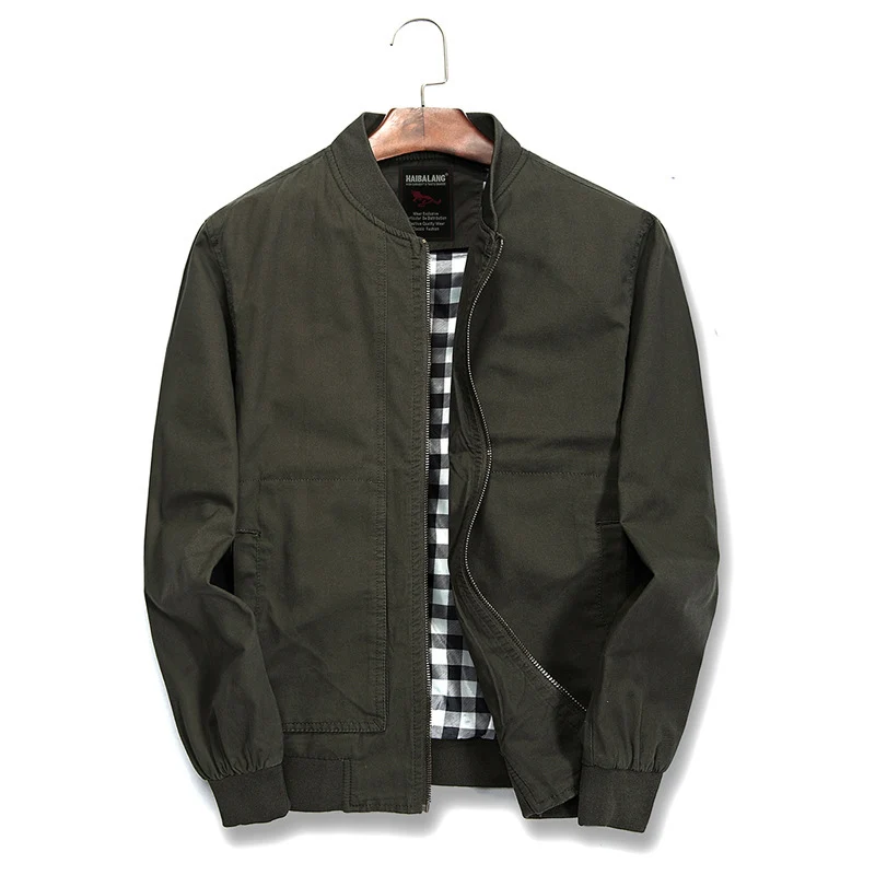 Herren leichte Canvas-Bomberjacke mit kariertem Innenfutter Nord Taschen