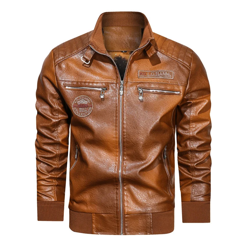 Herren Kunstleder‑Pilotenblouson im Aviator‑Look mit gesteppter Schulterpartie und Reißverschluss‑Taschen Nord Taschen