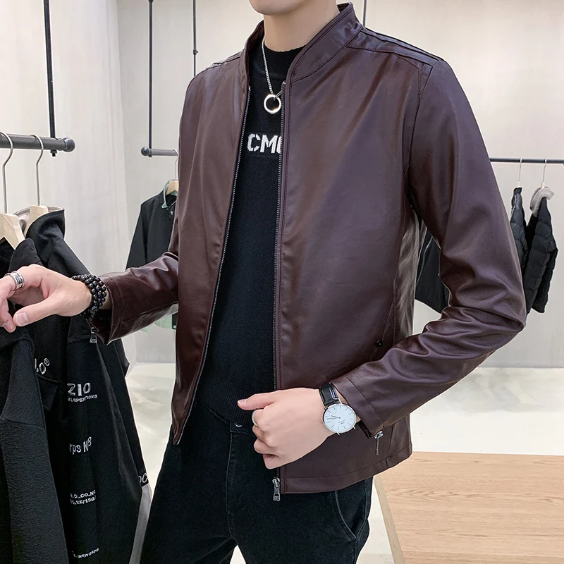 Herren Kunstleder-Motojacke mit Teddyfutter und Stehkragen Nord Taschen