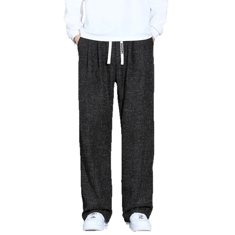 Herren Weite Leichte Stoffhose mit Bundfalten, Kordelzug und seitlichem Designstreifen Nord Taschen