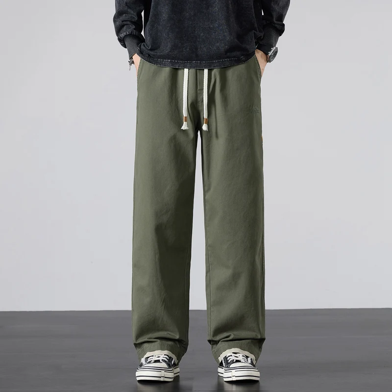Herren Weite Baumwoll-Canvas-Hose im Wide‑Leg mit Kordelzugbund Nord Taschen