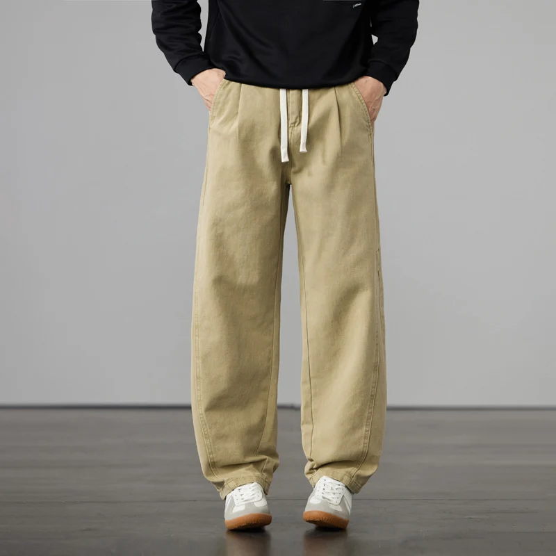 Herren Weite Baumwoll-Canvas Cargo-Hose mit Tunnelzugbund und Mehrfachtaschen Nord Taschen