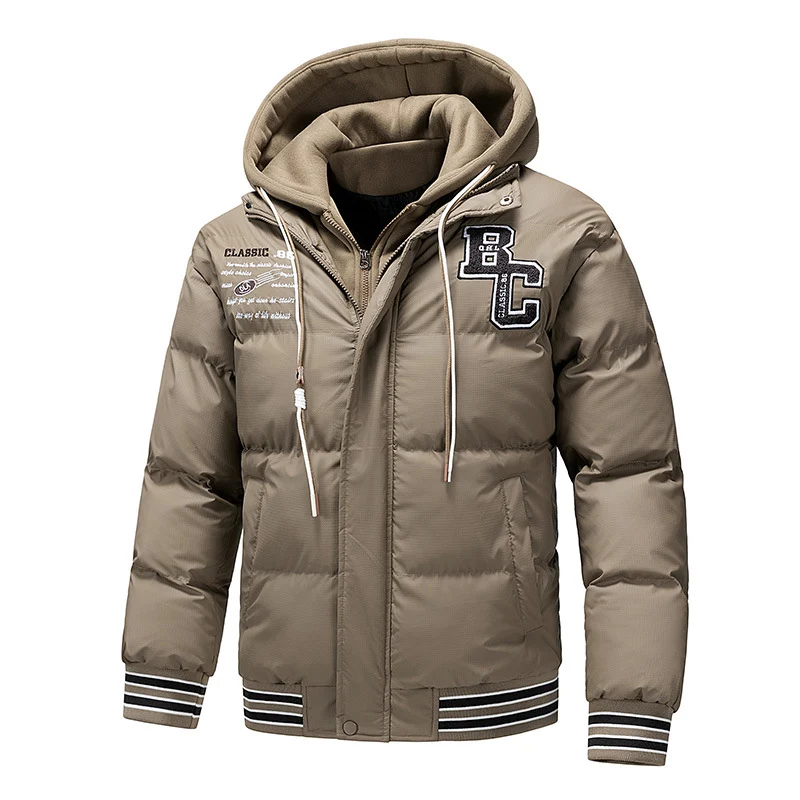 Herren Gepolsterte Steppjacke mit Kapuzen-Inlay und College-Patches Nord Taschen