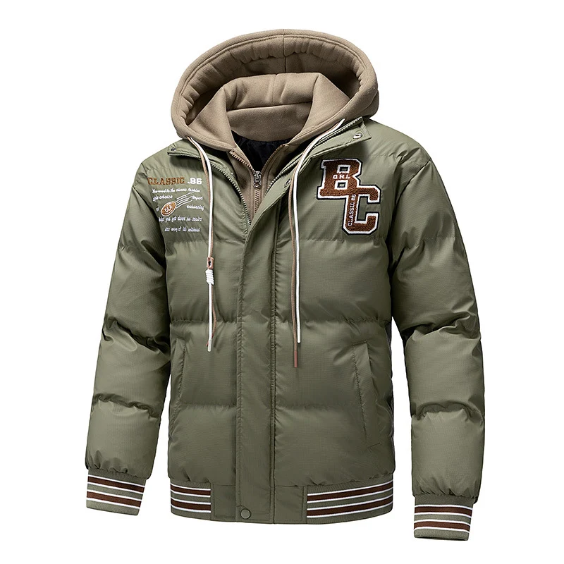 Herren Gepolsterte Steppjacke mit Kapuzen-Inlay und College-Patches Nord Taschen