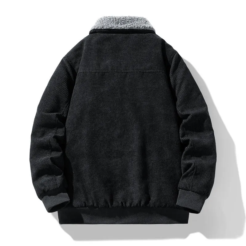 Herren Cord-Fieldjacke mit Teddyfutter, gesteppter Isolierung und Multifachtaschen Nord Taschen