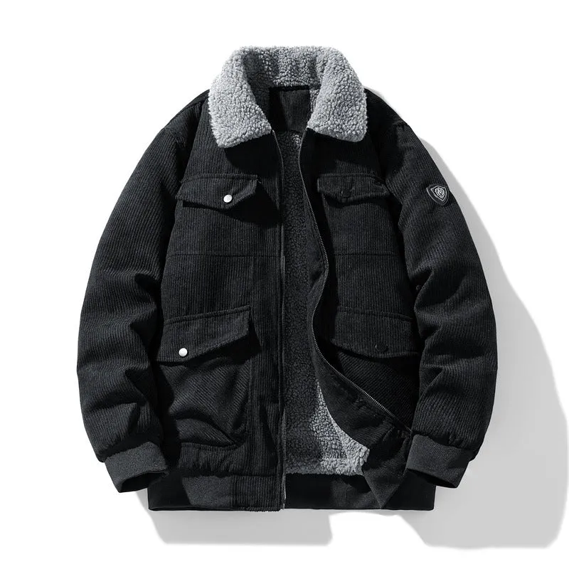 Herren Cord-Fieldjacke mit Teddyfutter, gesteppter Isolierung und Multifachtaschen Nord Taschen