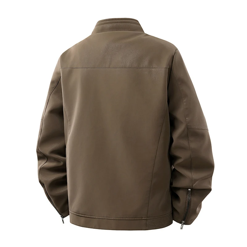 Herren Casual-Lederoptik-Blouson mit Stehkragen und verdecktem Reißverschluss Nord Taschen
