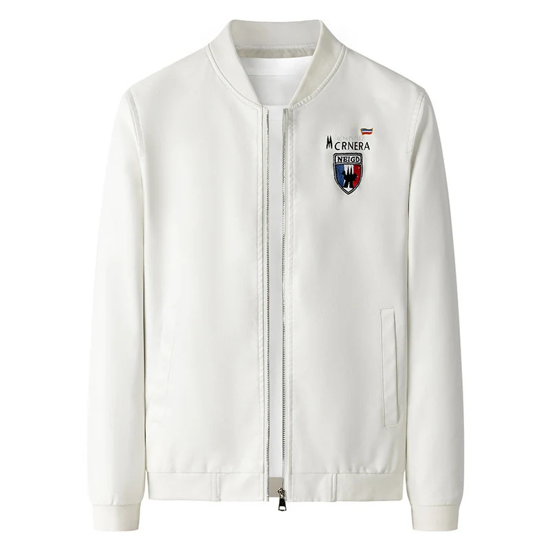 Herren leichte Bomberjacke im Casual-Urban-Stil mit gesticktem Wappen und gerippten Bündchen Nord Taschen