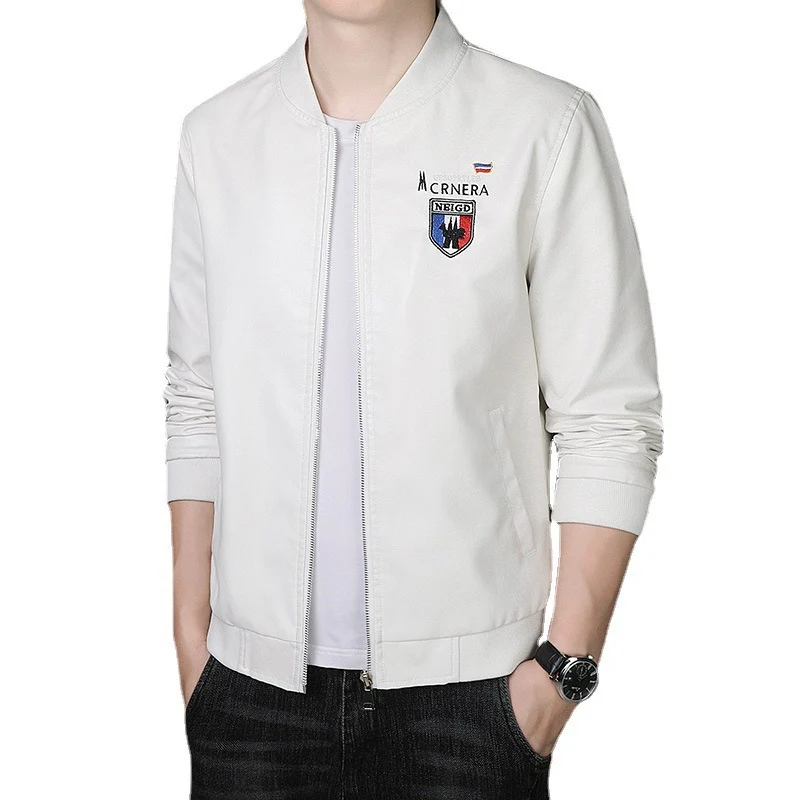 Herren leichte Bomberjacke im Casual-Urban-Stil mit gesticktem Wappen und gerippten Bündchen Nord Taschen