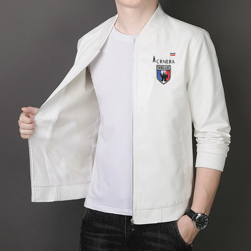 Herren leichte Bomberjacke im Casual-Urban-Stil mit gesticktem Wappen und gerippten Bündchen Nord Taschen